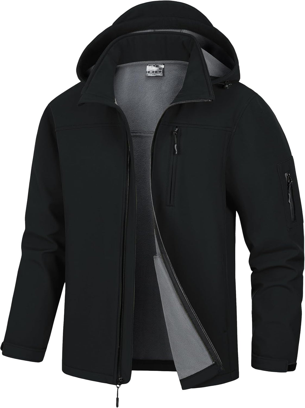 Men's Soft Shell Jacket Waterproof Military Tactical Coat Winter Fleece Lined Rain Jacket with Detachable Hood