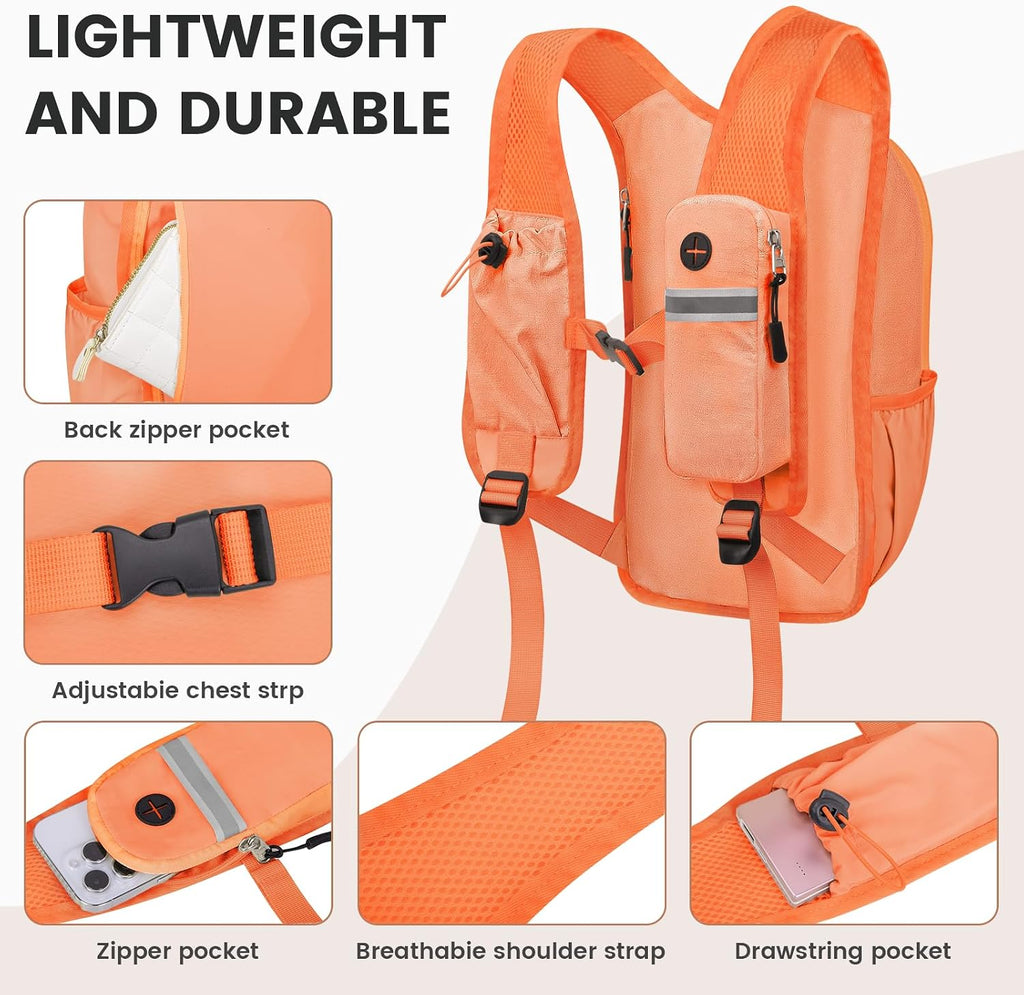 10L Small Hiking Backpack - Lightweight Foldable Backpack, Orange
