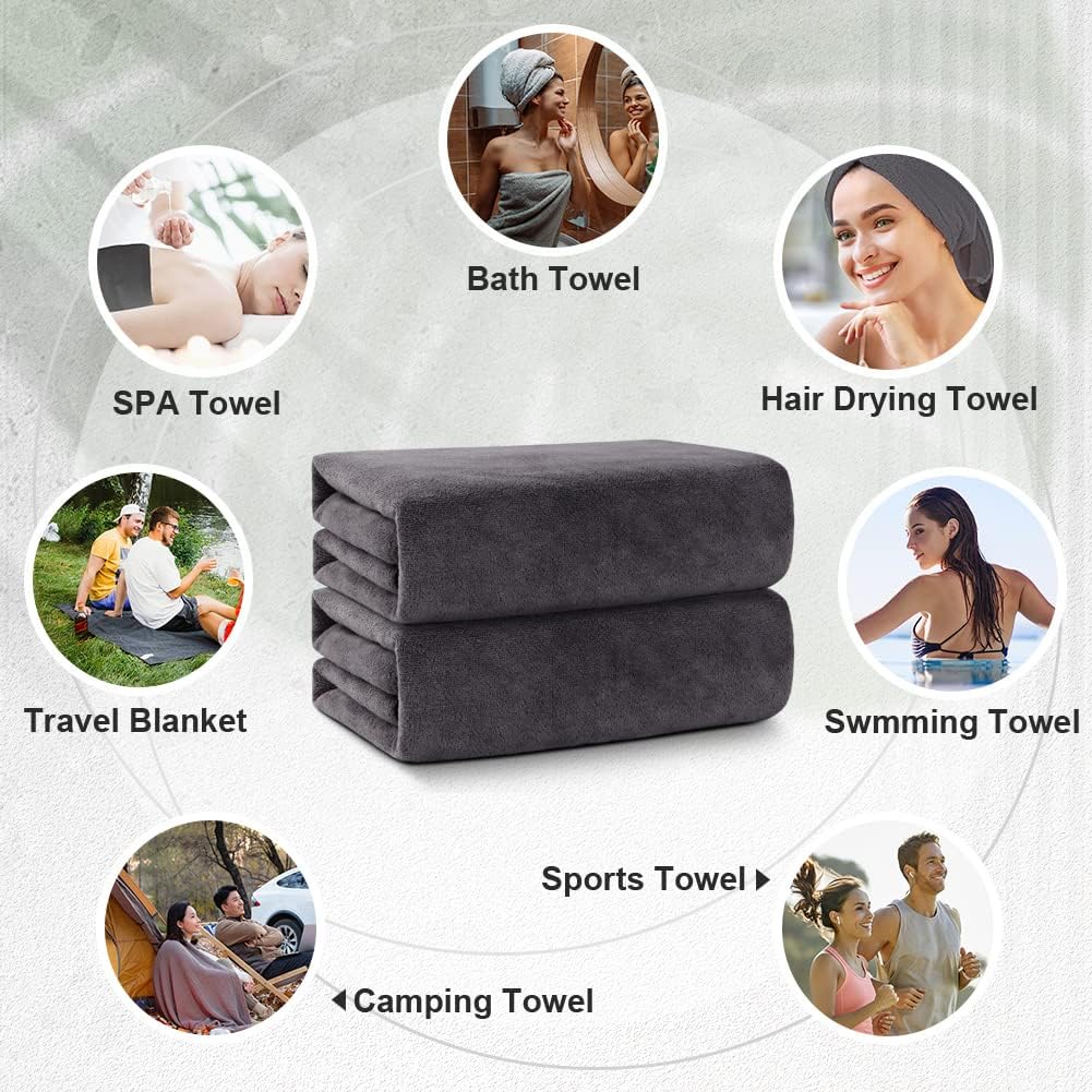 Orighty Bath Towels, Soft Feel Bath Towel, 2 Pack (27'' x 54'')