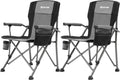 XGEAR 330LB Heavy Duty High Back Hard Arm Camping Chair with Cup Holder