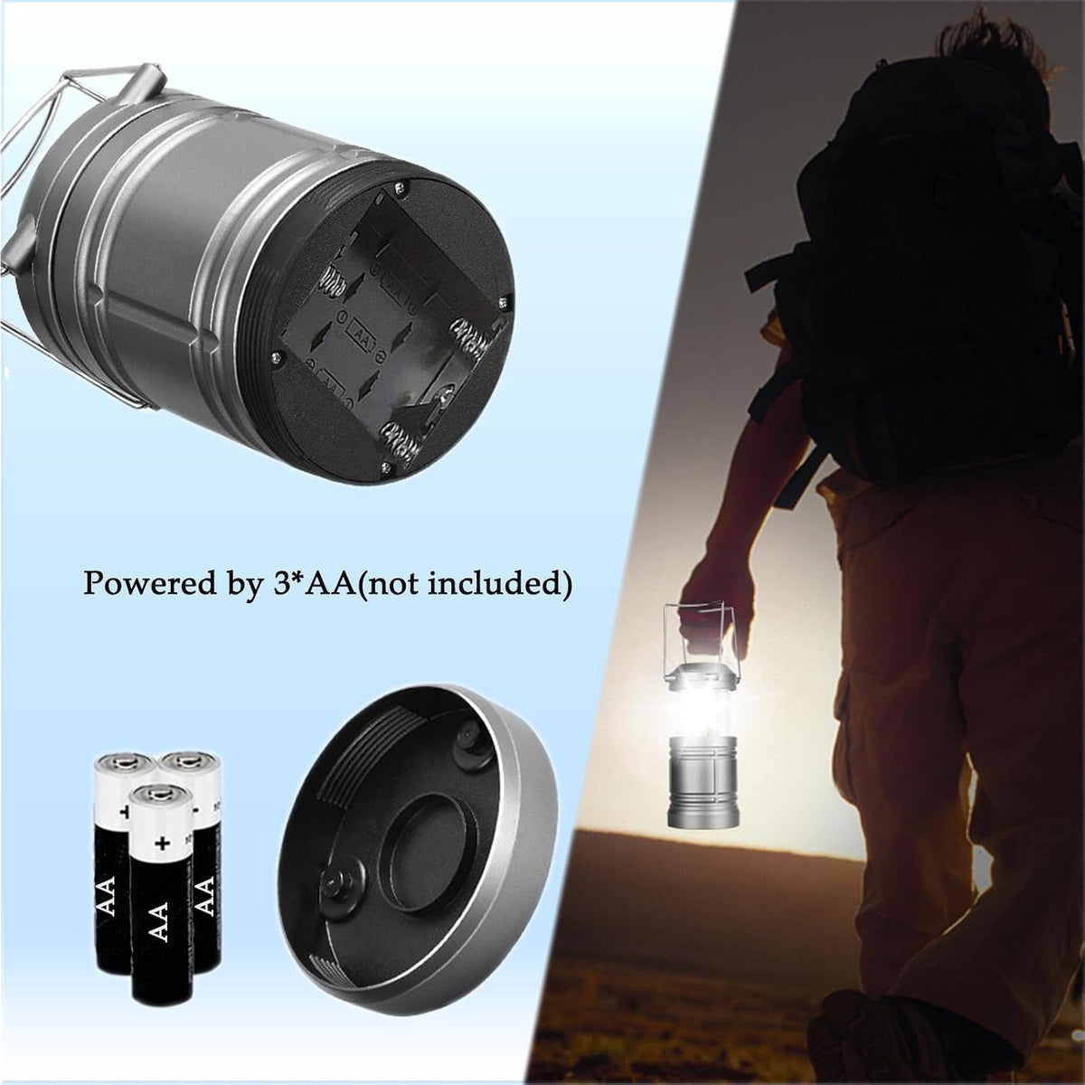 LED Camping Lantern, Battery Powered Hanging Lantern for Outdoor Camping Emergency Power Outages, 4 Pack