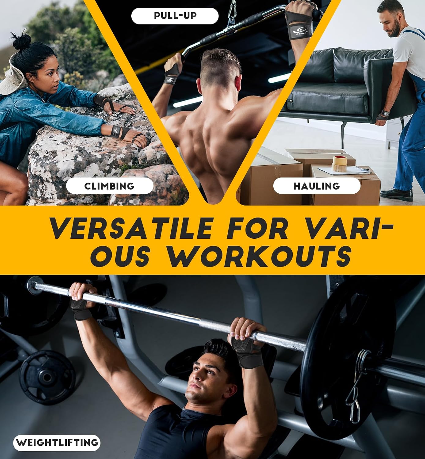 HiRui Ventilated Workout Gloves for Men Women, Built-in Wrist Wraps and Non-Slip Palm Silicone to Avoid Calluses, Exercise Gym Gloves for Training Powerlifting Weightlifting