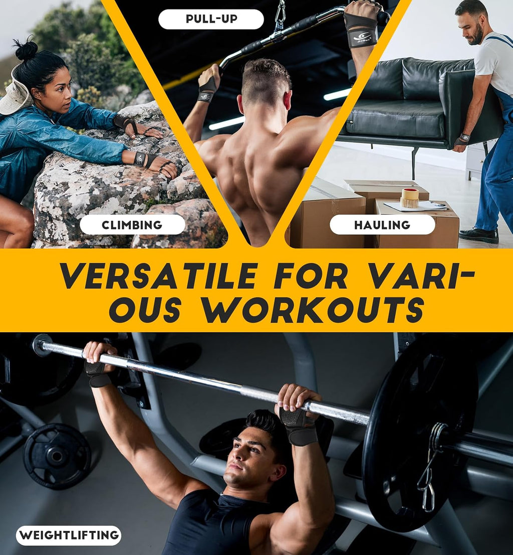 HiRui Ventilated Workout Gloves for Men Women, Built-in Wrist Wraps and Non-Slip Palm Silicone to Avoid Calluses, Exercise Gym Gloves for Training Powerlifting Weightlifting