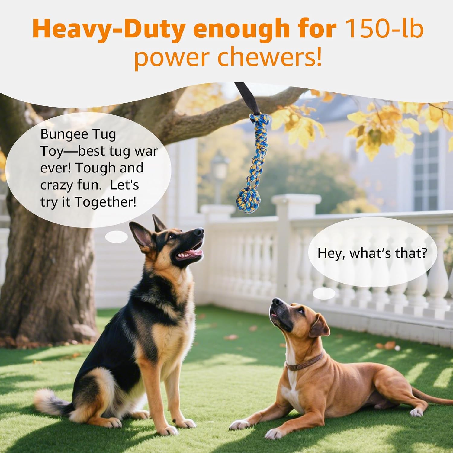 LOOBANI Outdoor Bungee Tug Toy, Interactive Tree Hanging Dog Toys, Black