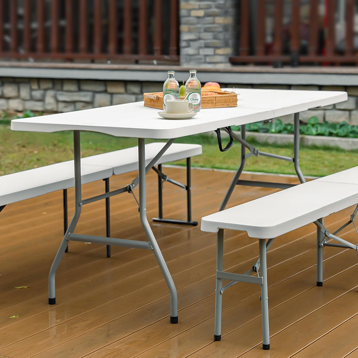 6ft Folding Table, Portable Heavy Duty Plastic Table for Party, White