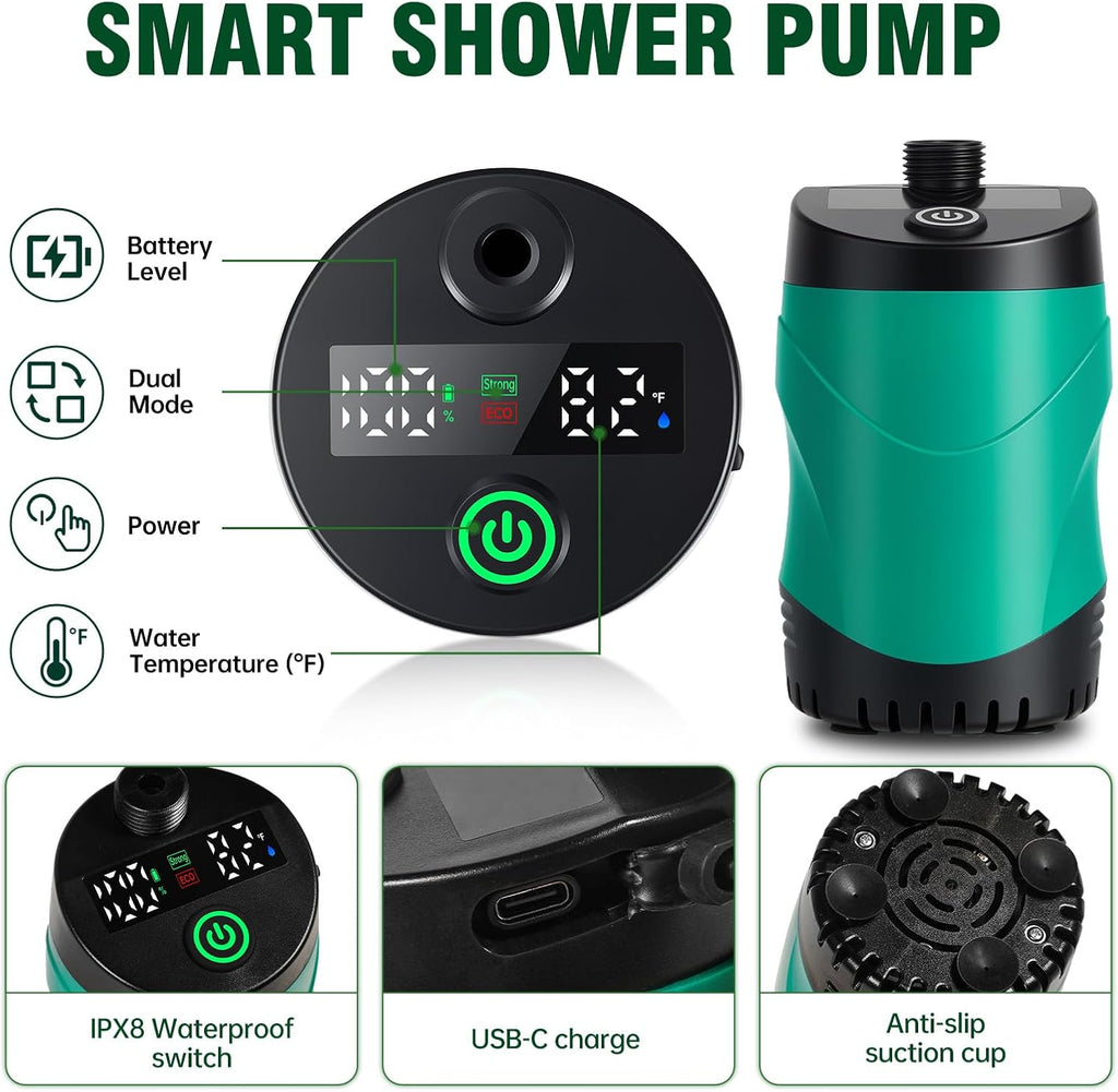 Cothb X Portable Hot Shower Kit with Pump & 1500W Immersion Water Heater