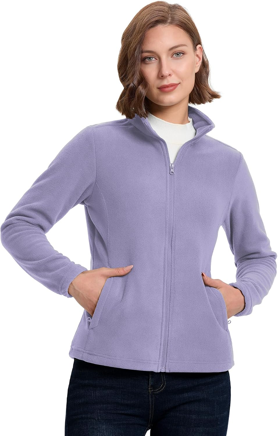 33,000ft Women's Polar Fleece Jacket Zip Up Lightweight Hiking Sweatshirt