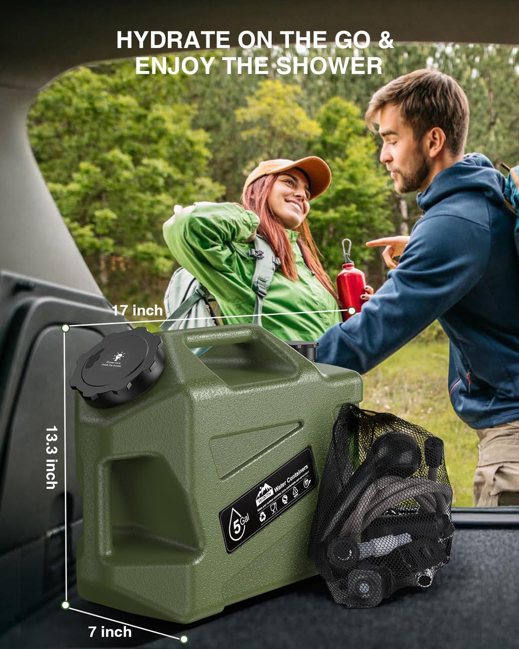 Portable Camping Shower with Water Jug Powerful Spray