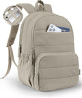 Uselike Travel Backpack for Women, 15.6 Inch Laptop Backpack, Quilted College Bookbag, Cute Work Backpacks, Water Resistant (Khaki Ash)