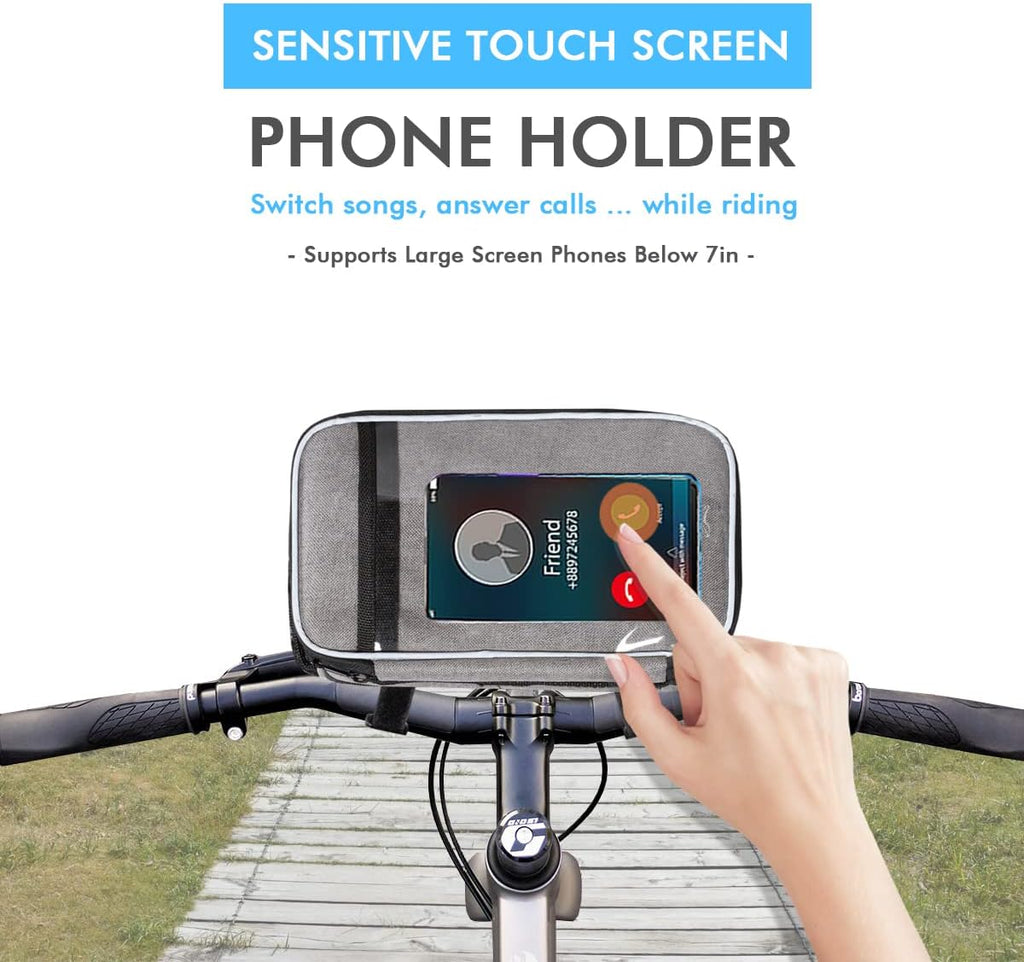 Bike Handlebar Bag, Front Bicycle Basket Cooler Pouch with Phone Holder