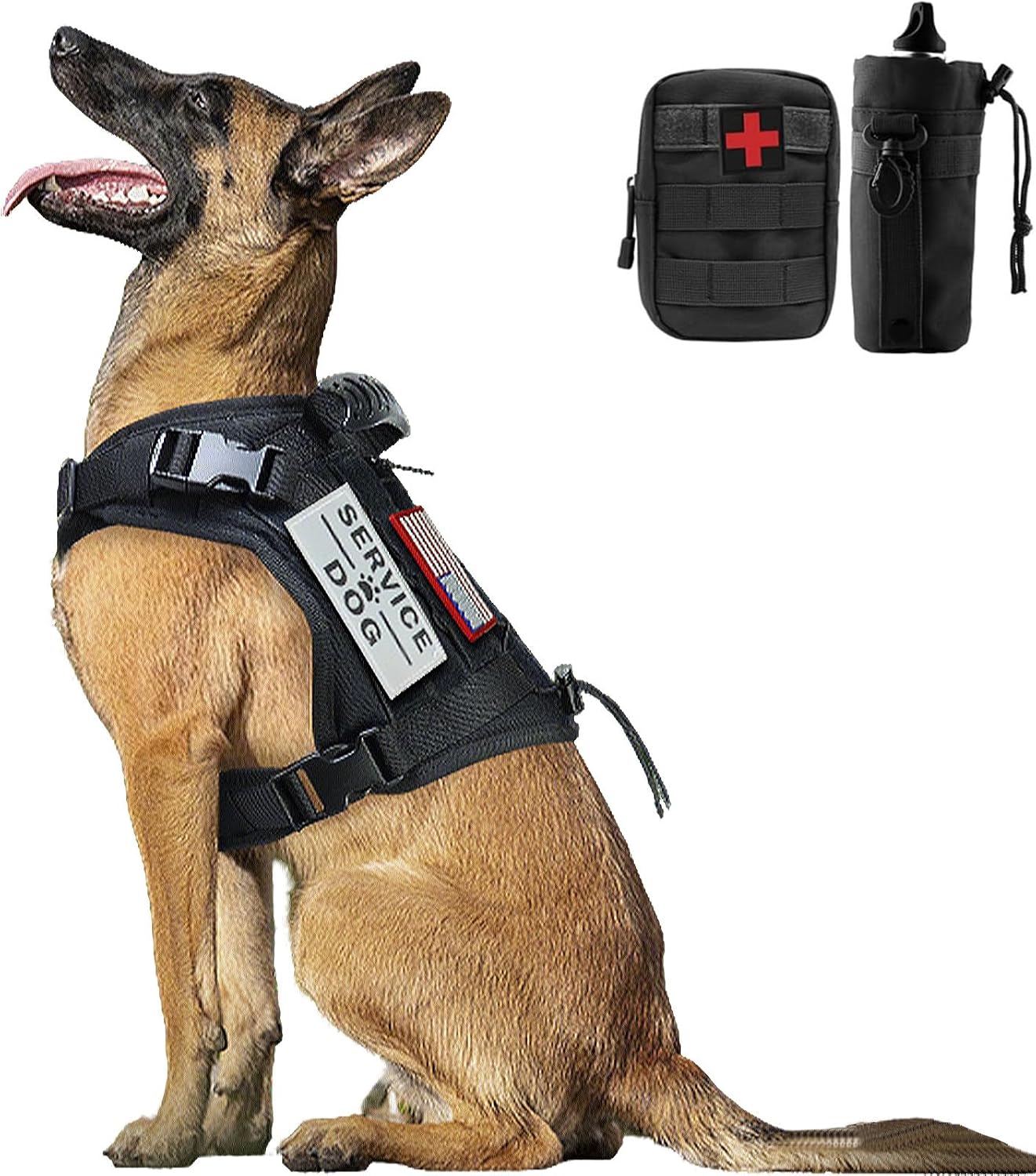 Tactical Dog Vest Training Outdoor Breathable Harness Military Pet Tactical Vest Detachable Pouches D Ring for Dog Leash
