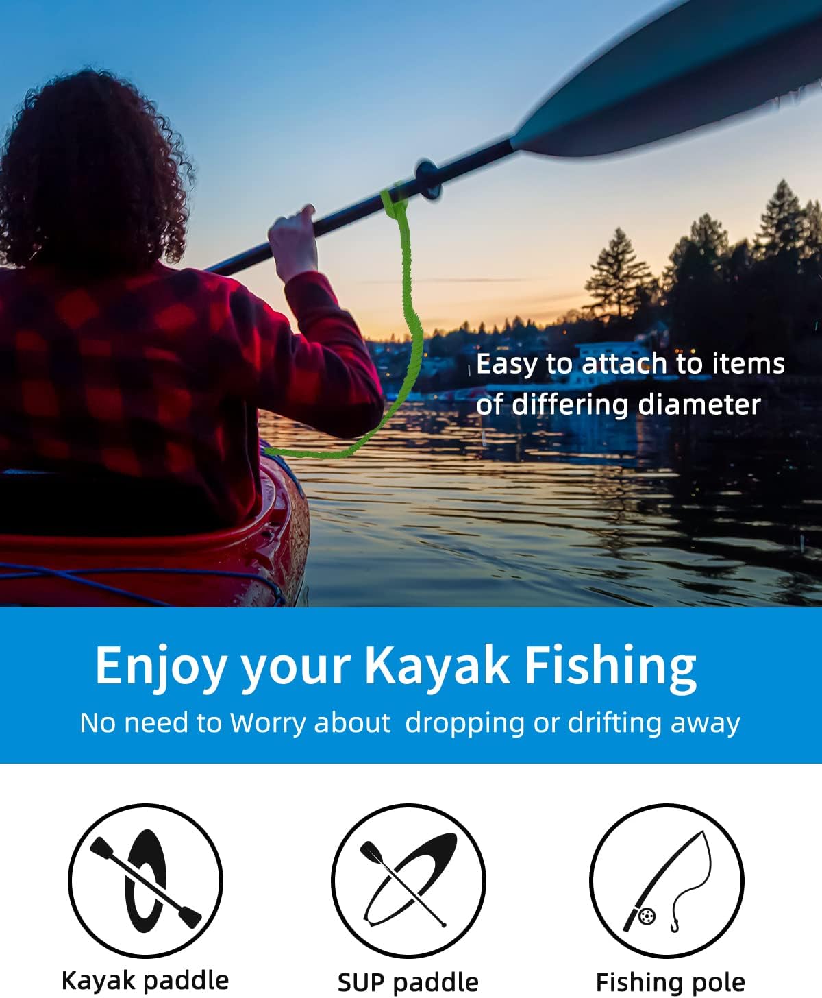 OCEANBROAD Kayak Paddle Leash Accessories for Kayaking Fishing Paddle Board