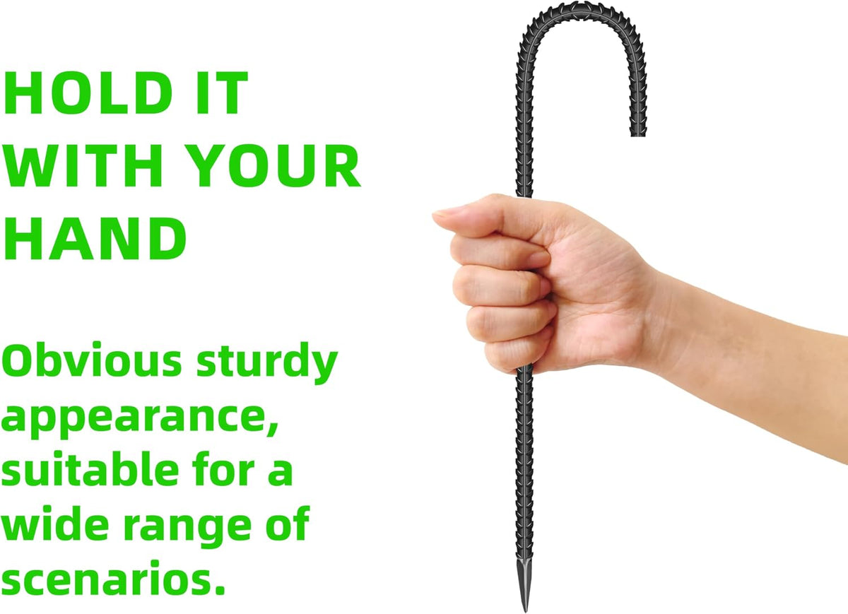 20 Pcs 12-Inch Garden Ground Stakes Galvanized Steel J Shape Hook Staple