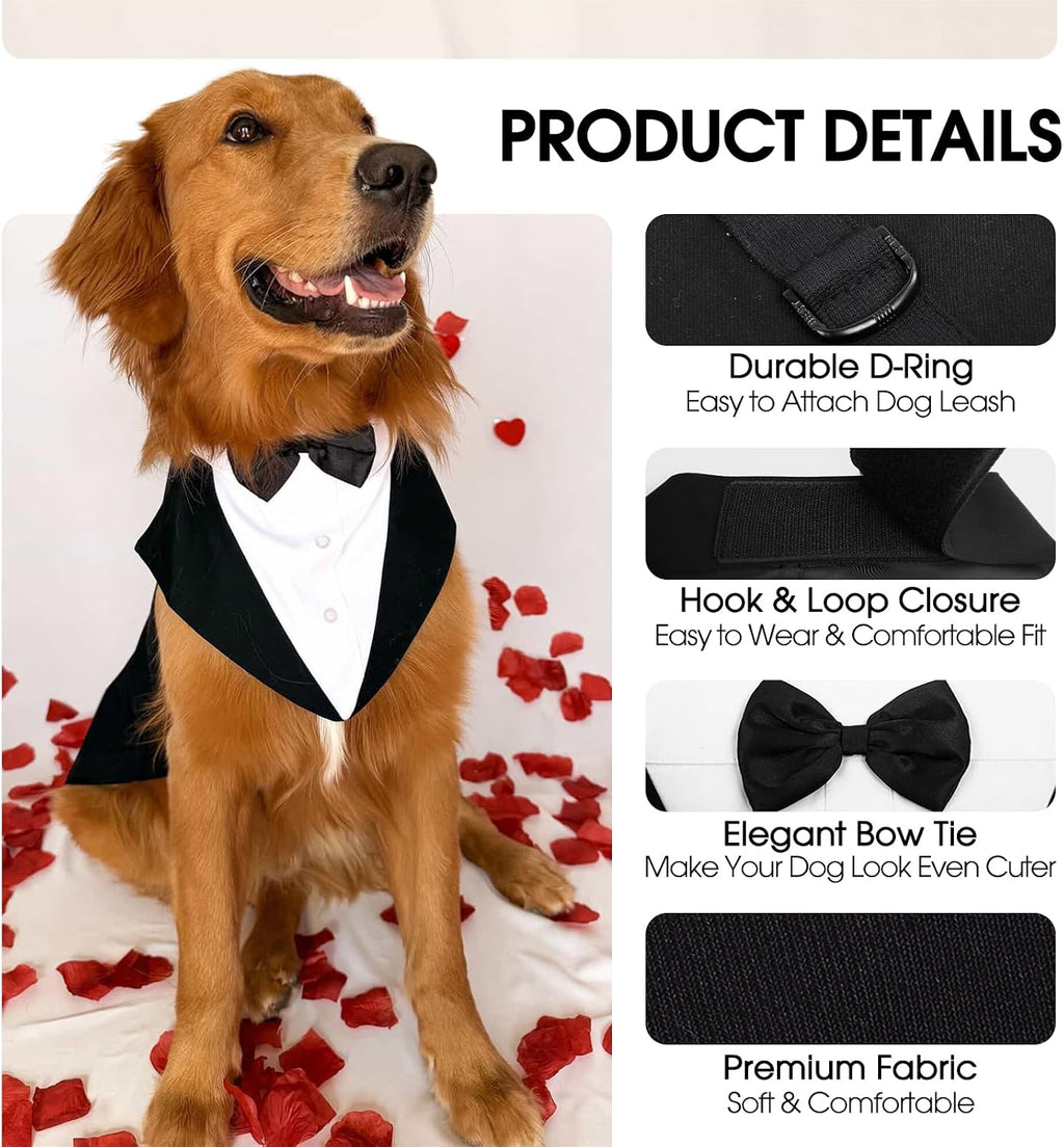 Kuoser Dog Tuxedo, Dog Suit and Bandana Set, Dogs Costume with D-Ring
