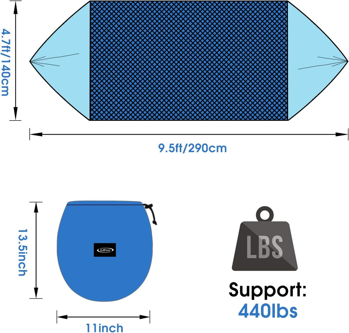 G4Free Large Camping Hammock for Outside with Mosquito Net 2 People Hammock