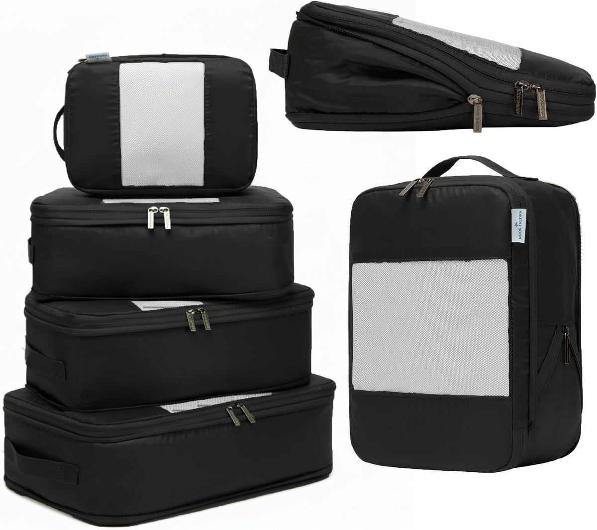 6-Pack Large Compression Packing Cubes for Travel - Lightweight Compression Packing Cube Set, Water-Resistant Luggage Organizer Bags & Suitcase Organizers, Travel Cubes for Carry-On, Checked Luggage