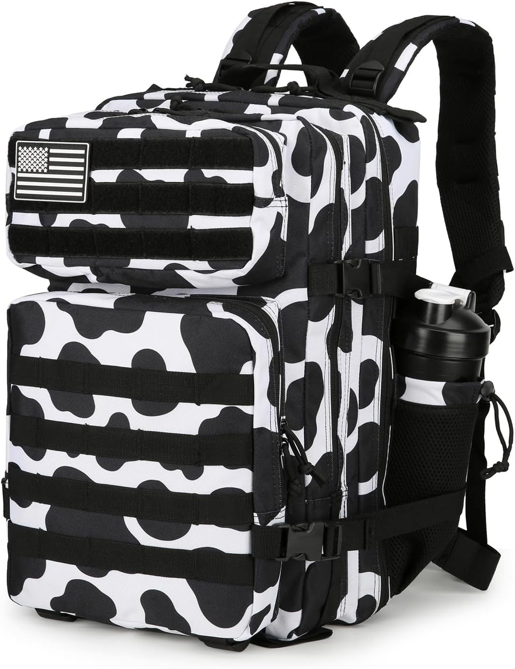 Lovelinks21 25L Tactical Backpack Military Tactical Backpack for Men and Women Small Assault Pack Outdoor Travel Hiking Camping Rucksack with Molle Webbing (Cow Print)