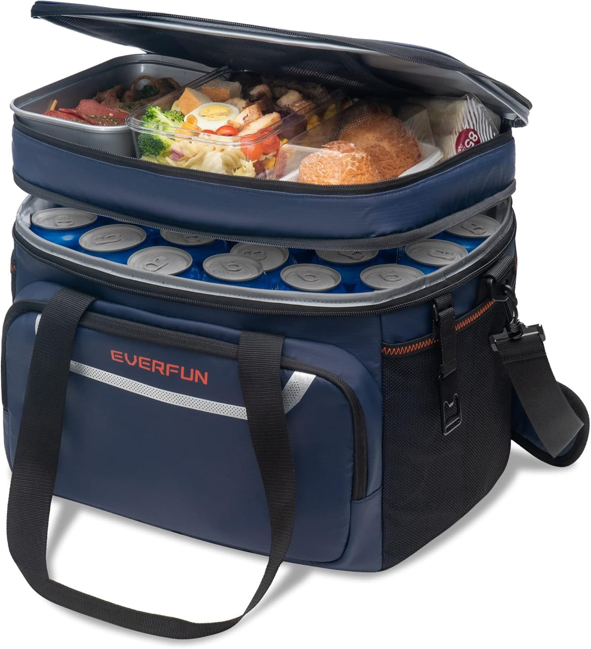 EVERFUN Small Cooler Bag 24 Can Double Deck Waterproof Insulated Lunch Box