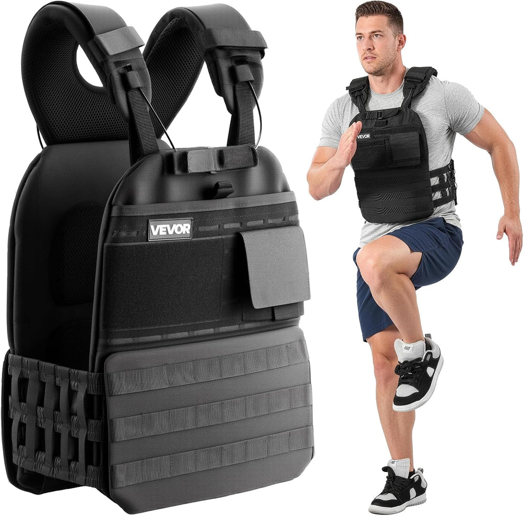 VEVOR Adjustable Weighted Vest, 4-10lbs/20-32lbs/24-40lbs/40lbs Comfortable X-Shape Body Weight Vest Set with 6/8 Weight Packs and Reflective Stripe, for Men Women, Workout Equipment for Strength Training Running Jogging