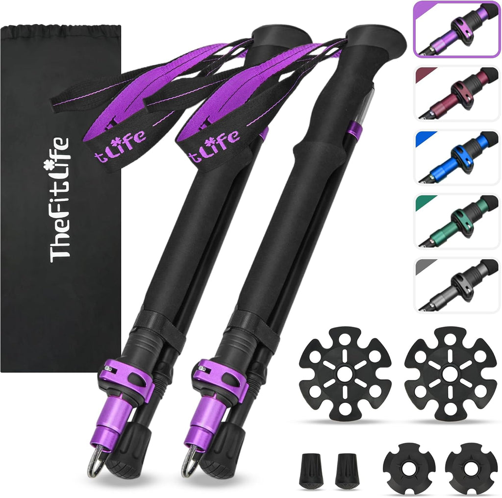 TheFitLife Folding Trekking Poles for Hiking, Lightweight Walking Sticks