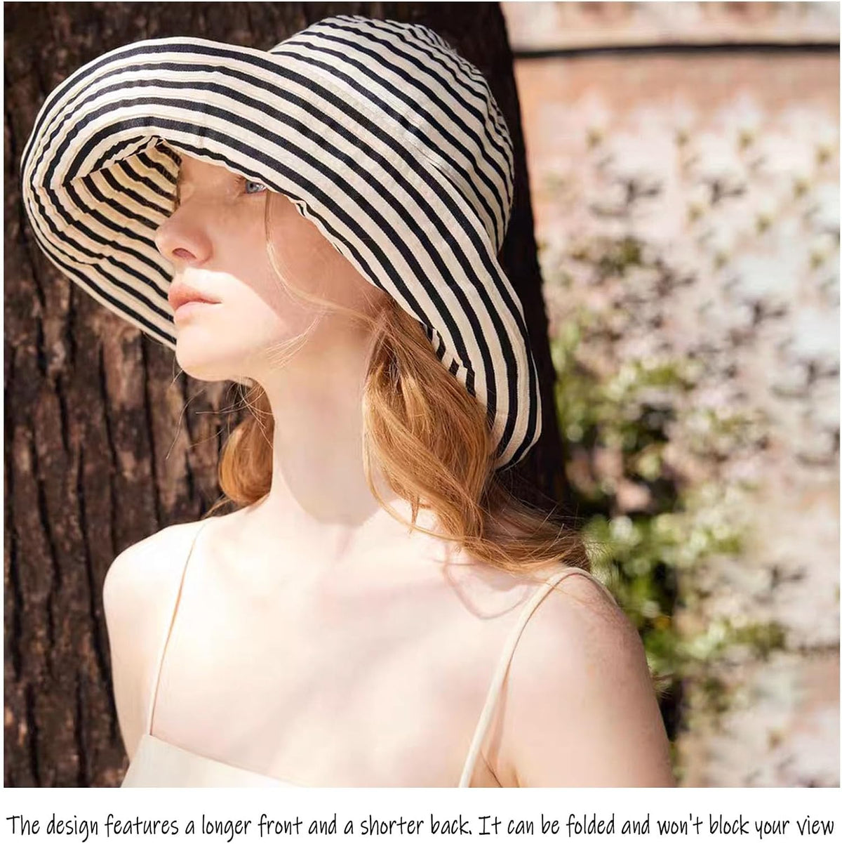 huablo Brim Sun Hats for Women Striped Hat Floppy Packable SPF UPF 50 UV Protection Beach Vacation Hat