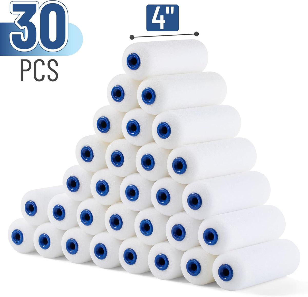 Bates- Foam Paint Roller Covers, 4 Inch, 30 Pack, Bulk High Density