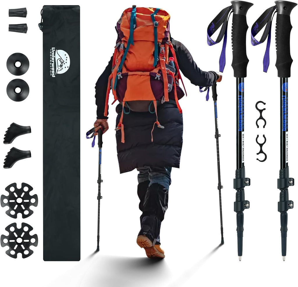 Collapsible Trekking Poles for Hiking, Adjustable Aluminum Walking Sticks
