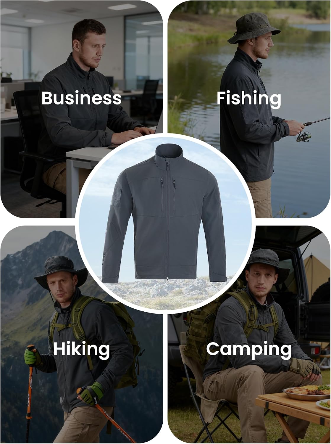 Men's Lightweight Tactical Jacket 4-Way Stretch,Waterproof