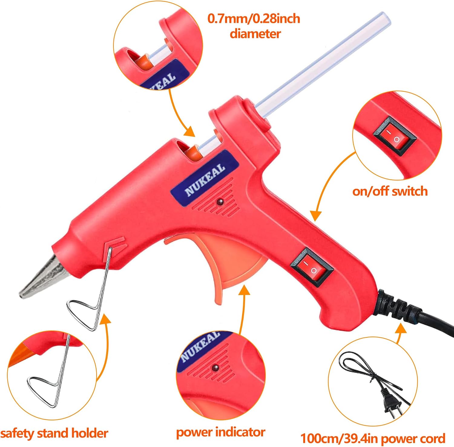 Mini Hot Glue Gun Kit 12 Pieces, Hot Melt Glue Guns for Kids School Craft Project DIY Arts and Home Quick Repairs, 20 Watts, 6 Colors (Navy Blue, White, Green, Orange, Red, Sky Blue)