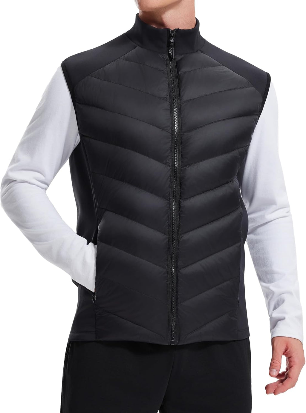 AFZ Men's Lightweight Puffer Vest 800FP Winter Down Vest Sleeveless Quilted Water Resistant Running Jacket with Pockets