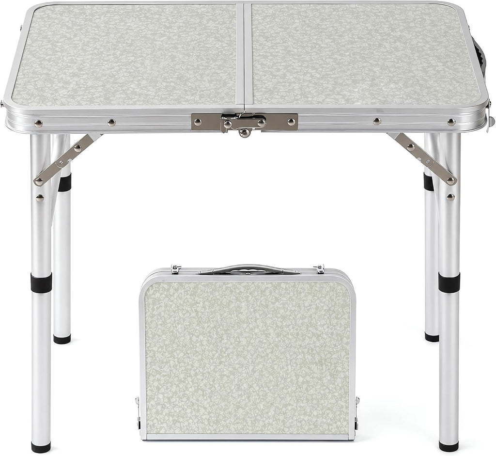 Folding Camp Table Small, 24"Lx 16"W Adjustable Height Small Folding Table