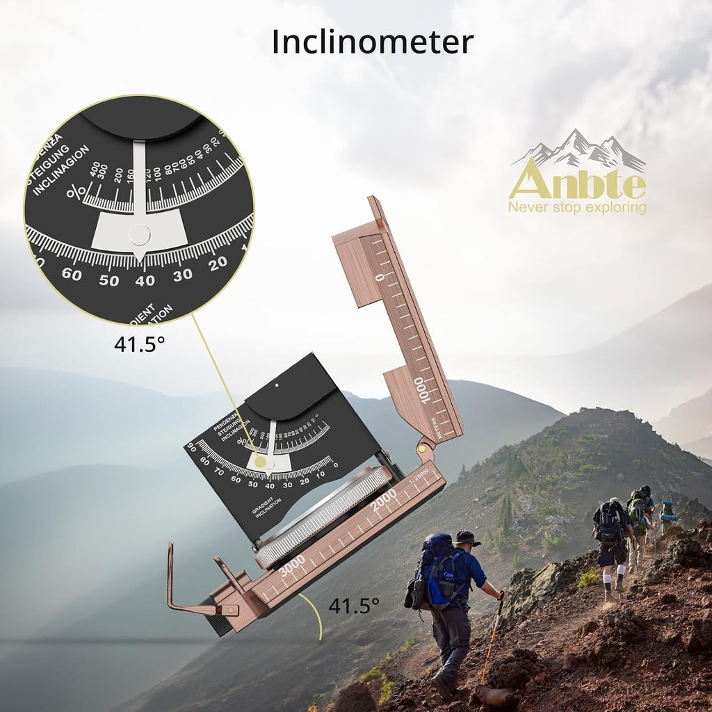 Anbte Hiking Compass, IP65 Waterproof Metal Compass for Camping Navigation