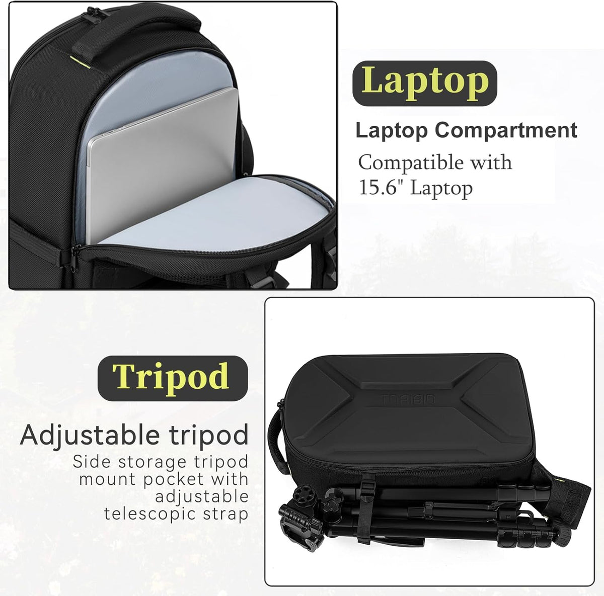 TORIBIO Large Hardshell Camera Backpack DSLR/SLR/Mirrorless Photography Bag