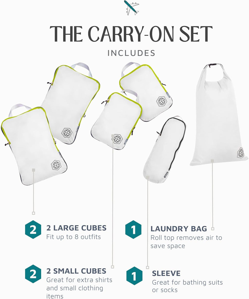 TRIPPED Travel Gear Compression Packing Cubes for Carry-On Travel 6-Pack