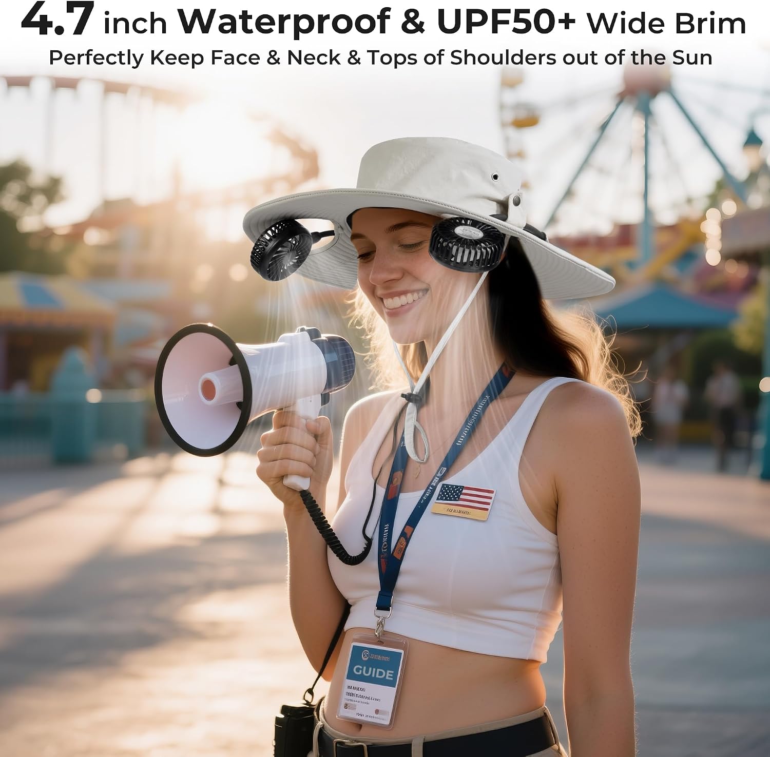 AMACOOL Bucket Hat Fan, Gifts for Him Father Dad Husband, Fishing Essentials for Women Men Camping Hiking Beach Gardening