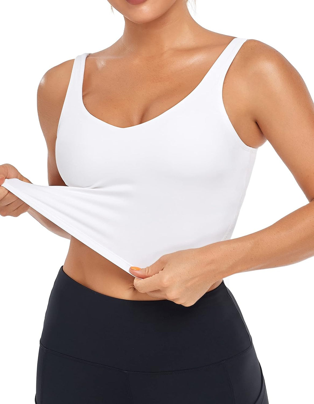 Oalka Sports Bra Womens Longline Padded Crop Yoga Tank Tops