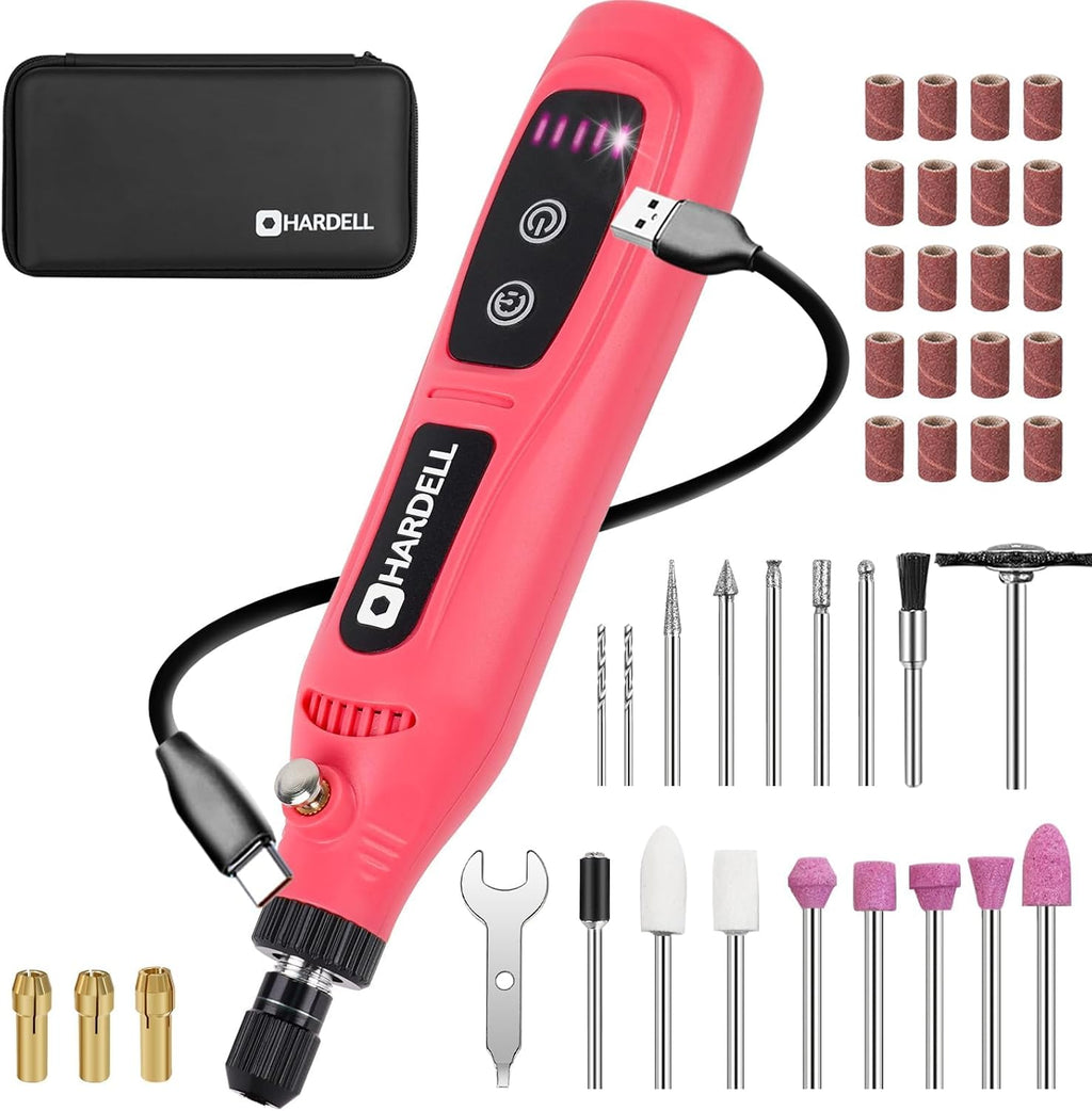 HARDELL Mini Cordless Rotary Tool, 5-Speed 69pcs Kit for Engrave/Sand/Drill