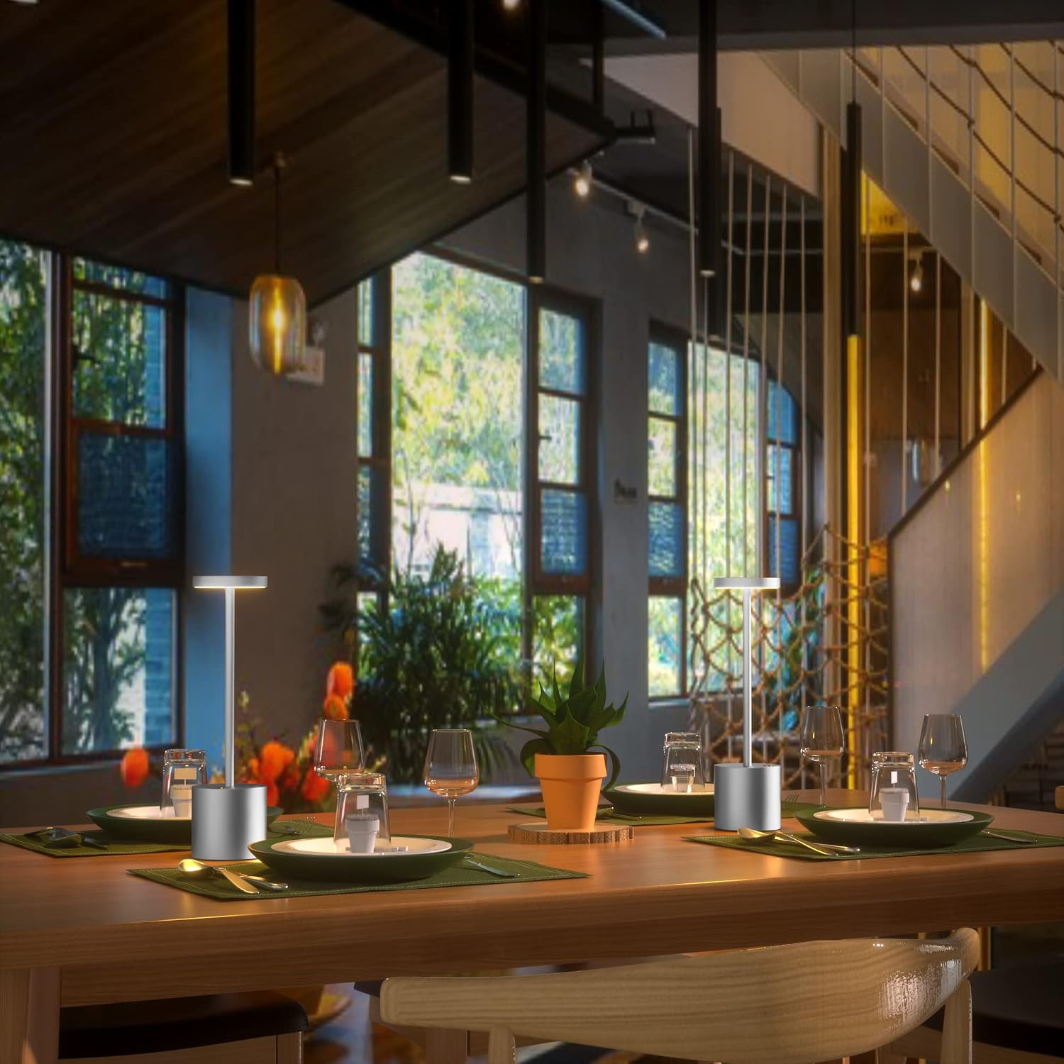 2Pack Cordless Rechargeable LED Restaurants Outdoor Table Lamp