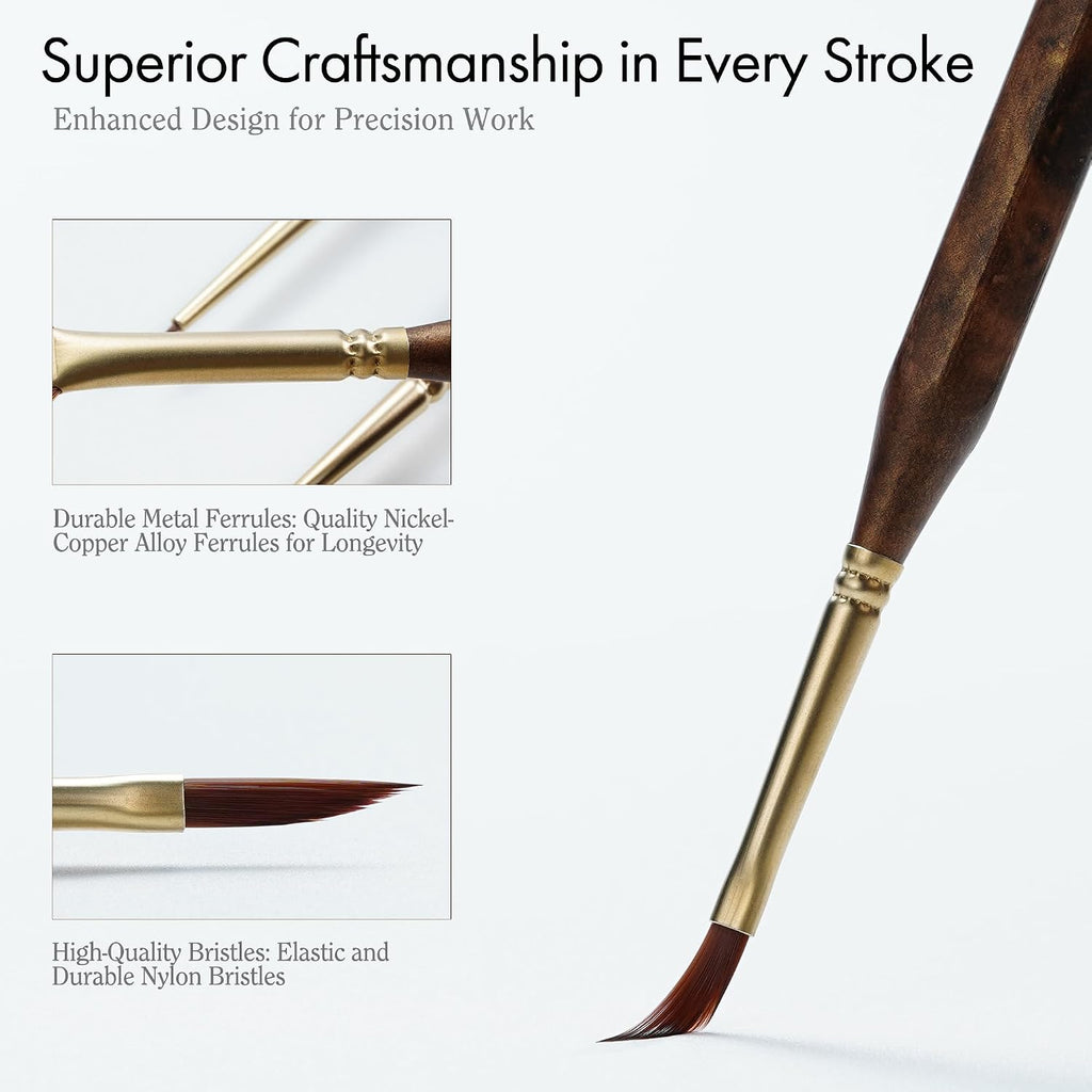 Artify Extreme Detail Paint Brushes Professional, 20pcs Ultra-Fine & Multipe Specialty Brushes for Miniature, Illustration & Craft Painting, Precision Paint Brush Set with High-End Handbag