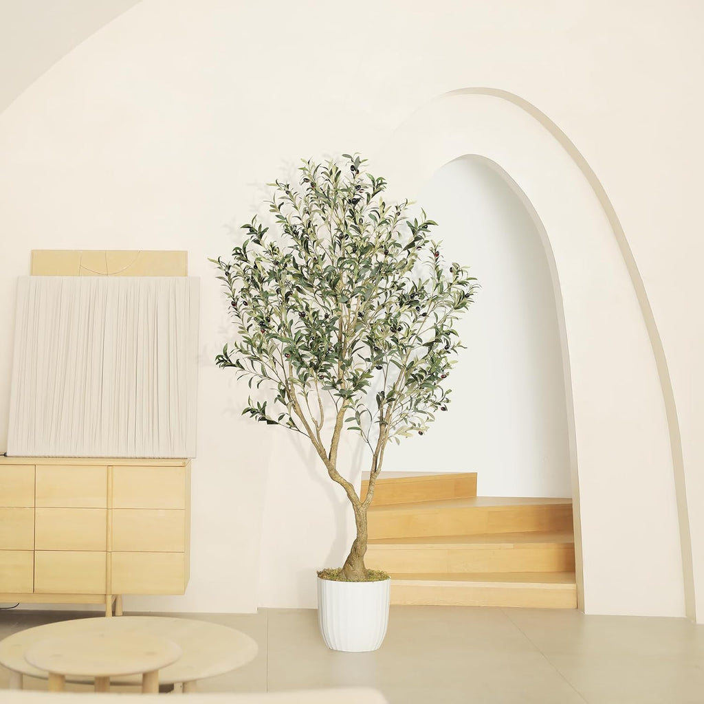 LYERSE Olive Tree 6ft with Large Olive Branches and Lifelike Fruits