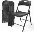 Bonnlo 10-Pack Black Plastic Folding Chairs, Portable Seat with Sturdy Steel Frame for Indoor &amp; Outdoor Use, Perfect for Banquet, Party, Wedding, Office, and Camping
