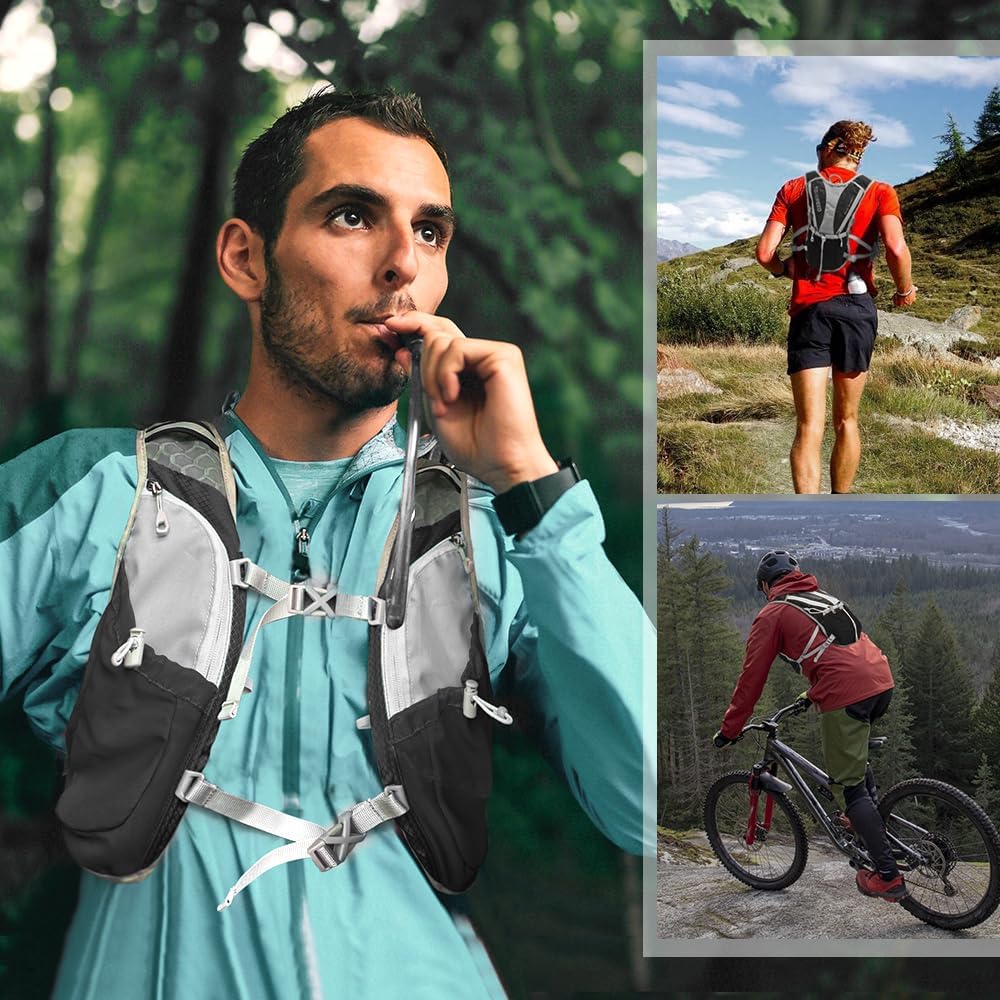 Hydration Pack Backpack, IX INOXTO Running Hydration Vest with 1.5L ( 50 oz) Water Bladder for Men Women, Lightweight Water Backpack for Hiking Cycling Climbing Camping