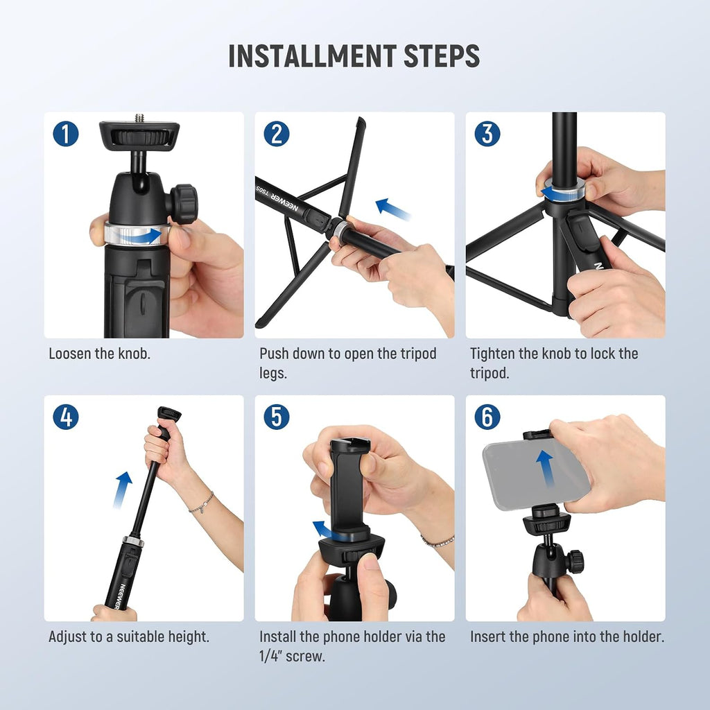 NEEWER Tripod for Cell Phone & Camera with Remote & Phone Holder, TS05