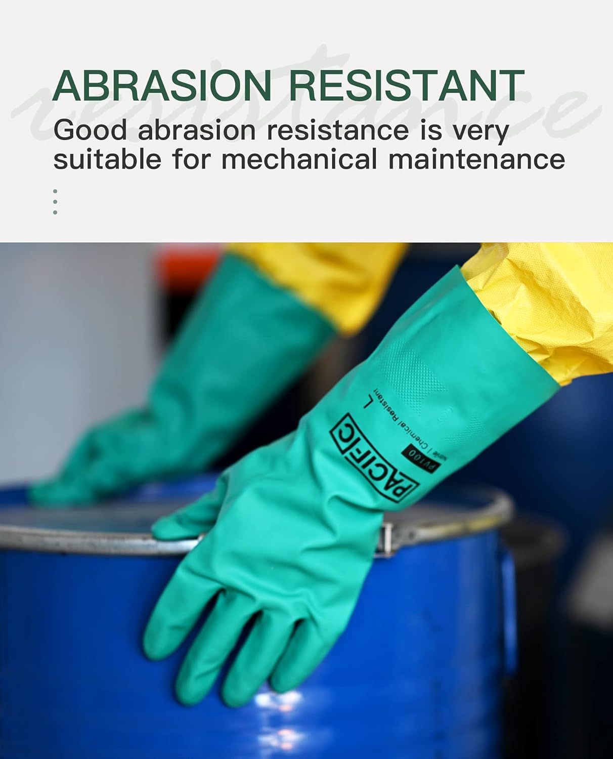 PACIFIC PPE 15 Mil Nitrile Chemical Resistant Gloves, Latex-Free, 2 Pairs