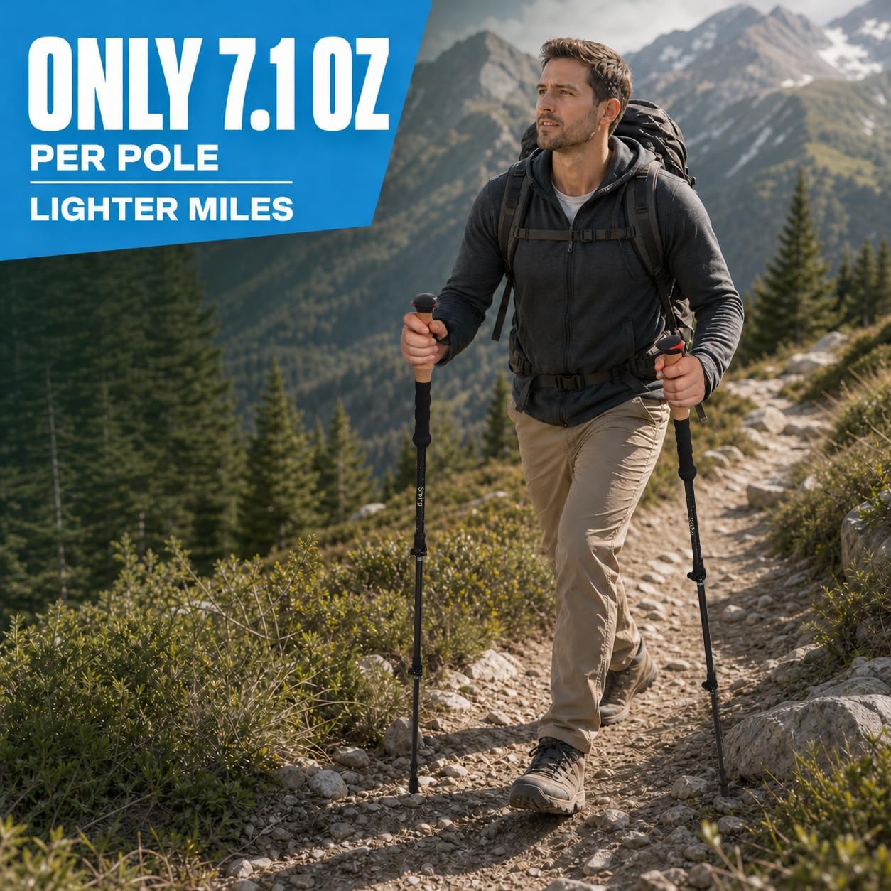 Carbon Fiber Trekking Poles, 7.1 oz Each, 2 Pack