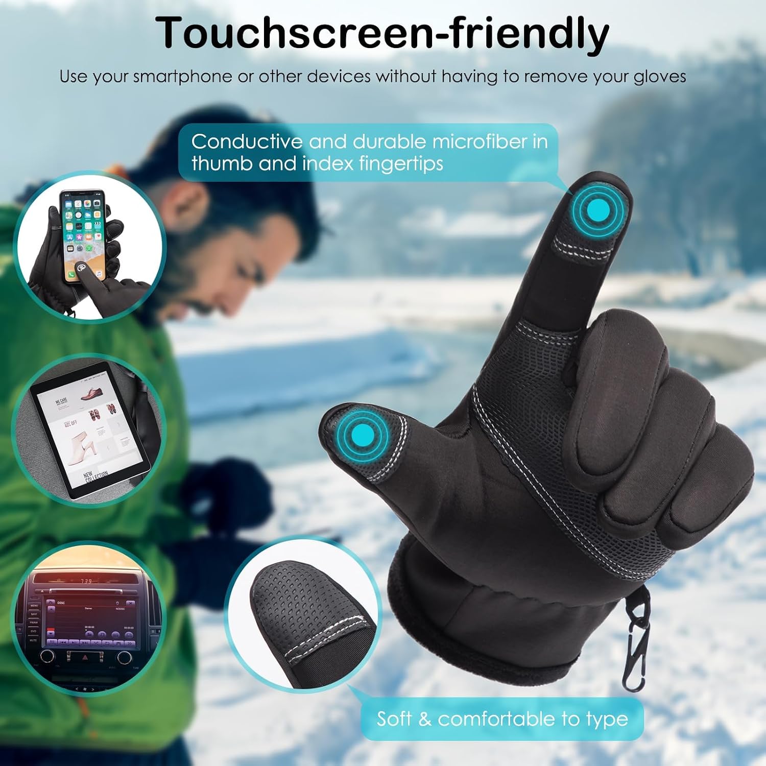 Winter Warm Gloves,Touchscreen Cold Weather Driving Windproof for Men Women