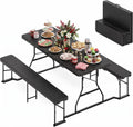 DWVO 6ft Picnic Table Set, Outdoor Folding Picnic Tables with Benches