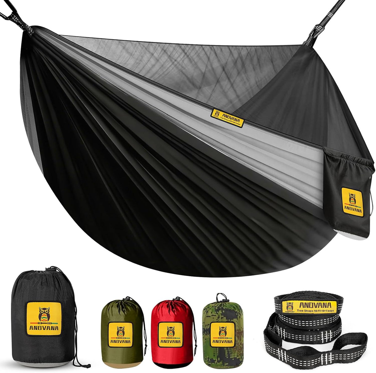 Small Camping Hammock with Mosquito Net, 450 lbs Portable Hammock with Tree Straps, 2-in-1 Double/Single Travel Hammocks, Hammock for Outside/Indoor/Backpacking/Beach - Pink & White