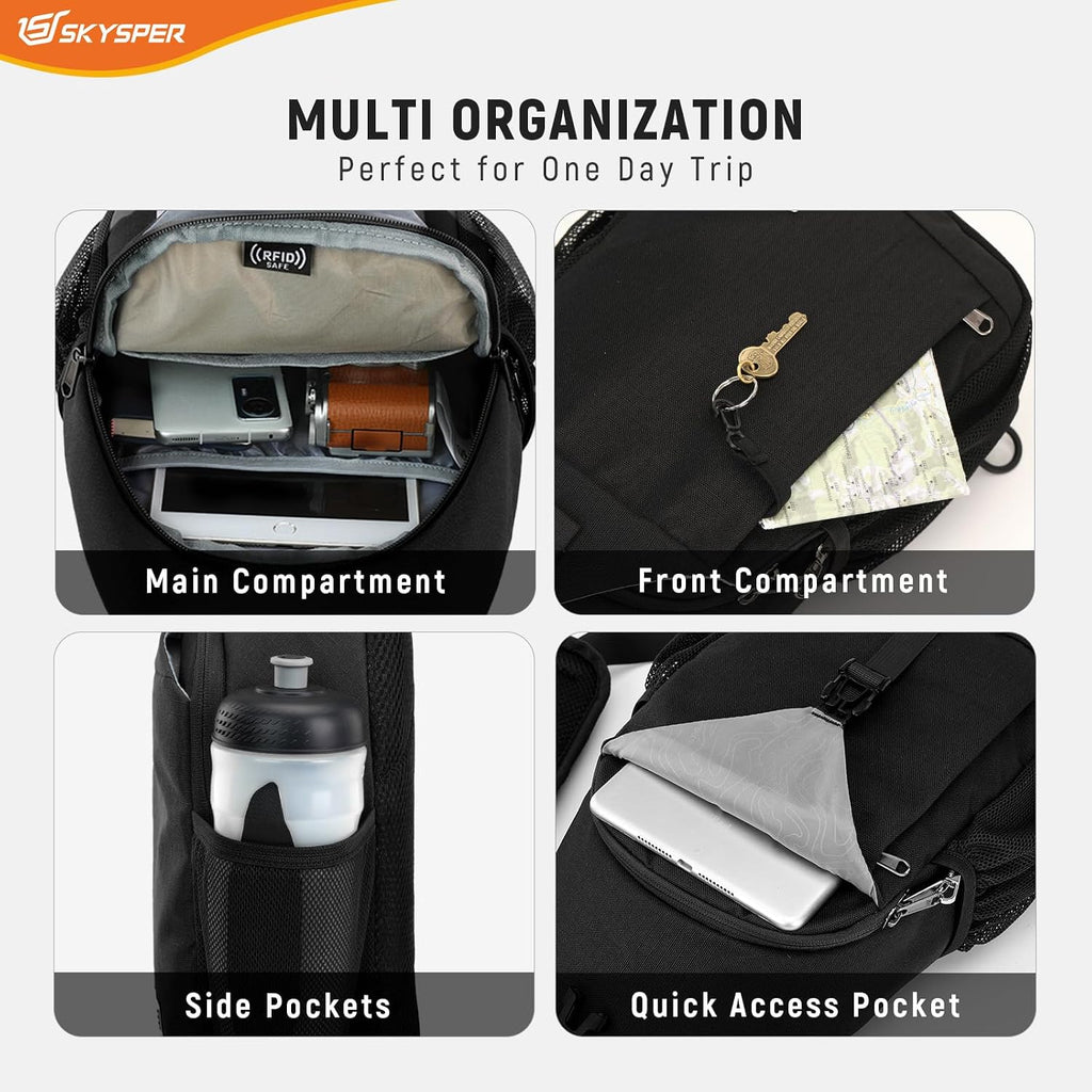 SKYSPER Sling Bag RFID Cross Body Bag Recycled Crossbody Backpack Travel Daypack