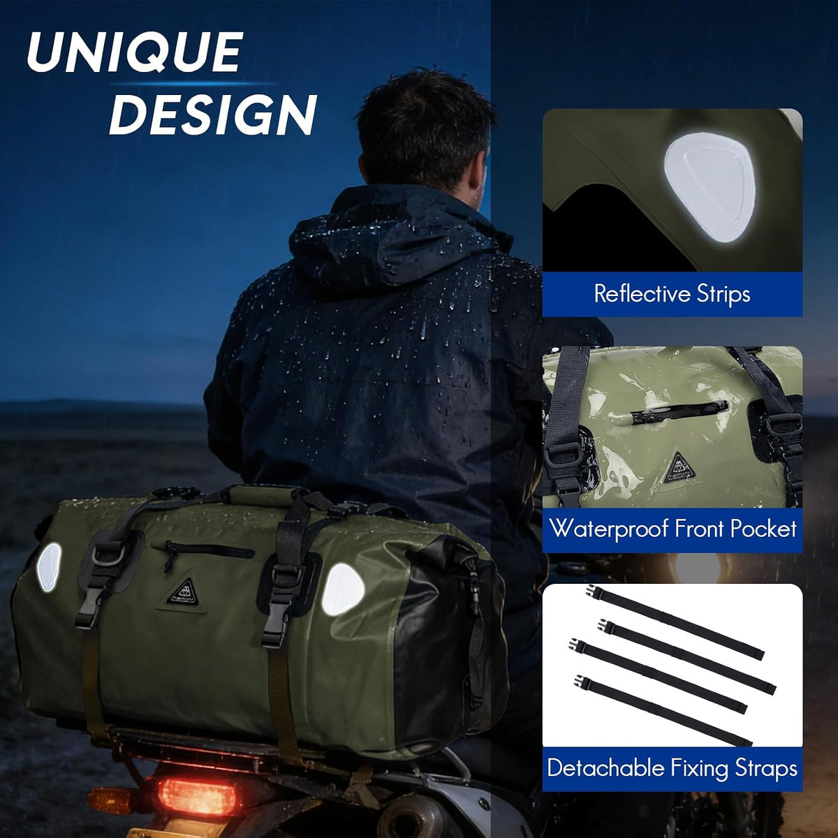 Haimont Waterproof Duffel Bag Roll-top Dry Duffel Bag with Quick-fixed Straps for Motorcycling, Rafting, Boating, SUP, Kayaking, Travel, 50L/70L